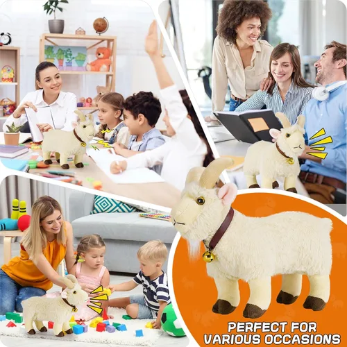 Vista 7 de Juguete de peluche de cabra gritando, animal de peluche de cabra con divertido sonido gritante, regalo de broma para niños, amigos y compañeros