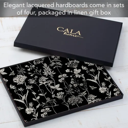 Vista 7 de Manteles Individuales Decorativos Premium de Tablero Duro para Mesa Jardín de Medianoche Negro y Blanco Paquete de 4 Fabricado en los Estados Unidos