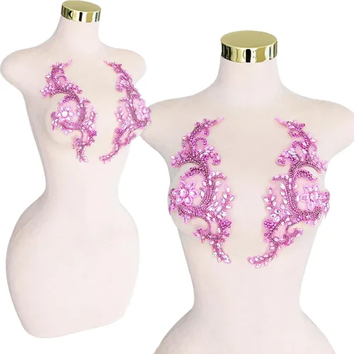 Vista 26 de Parches de cristal hechos a mano con cuentas de encaje de diamantes de imitación para accesorios de ropa de vestir (S1-champán)