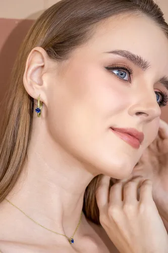 Vista 4 de Hoops Earrings for Women, Birthstone Earrings, Genuine or Synthetic Gemstone Earrings, Fashion Earrings, Trendy Earrings, Sterling Silver Hoop