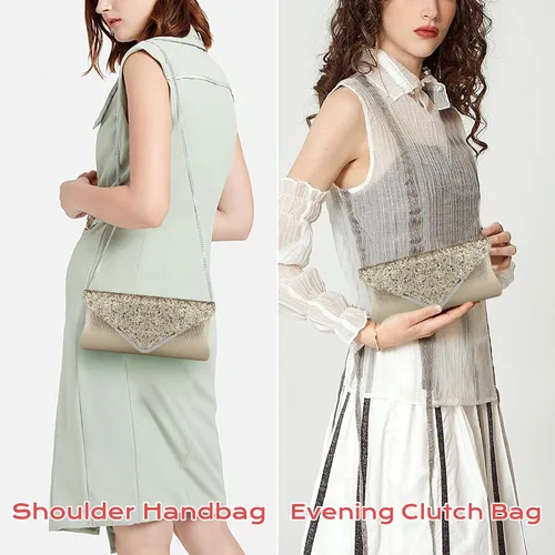 Vista 5 de Bolsa de noche para mujer, bolso de mano para fiesta, bolso de hombro para boda