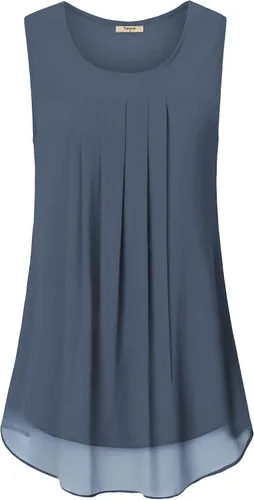 Vista 17 de Timeson - Camiseta de gasa sin mangas, blusa tipo túnica informal de doble capa para mujer