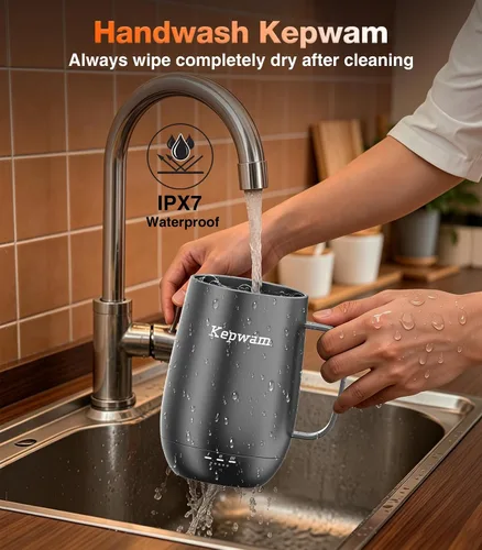 Vista 8 de Kepwam Taza de Café con Calefacción T2-Plus, taza de café autocalentable de gran capacidad líder de 20 onzas, hasta 8 horas de batería y caliente
