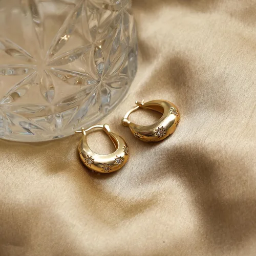 Vista 62 de Gempires - Aretes ligeros y gruesos, delicados y minimalistas, hipoalergénicos, chapados en oro, sin deslustre, diseño clásico, para uso diario