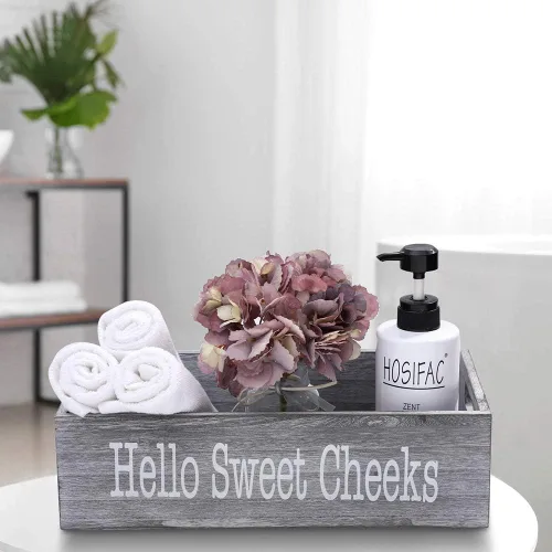 Vista 5 de HOSROOME Nice Butt - Caja decorativa de papel higiénico para baño, dector, granja, contenedor de almacenamiento de madera rústica, divertida caja