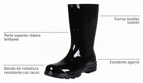 Vista 3 de Asgard Botas de lluvia a media pantorrilla para mujer, botas de goma impermeables estampadas, zapatos cortos de jardín Negro