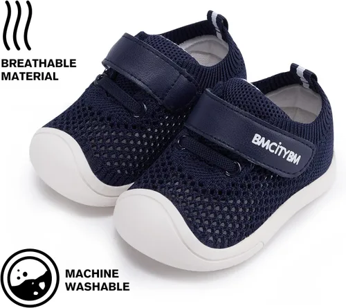 Vista 7 de BMCiTYBM Zapatos para caminar de malla transpirable para bebés, niños y niñas, ligeros, antideslizantes, para primeros pasos, 6, 9, 12, 18, 24 meses