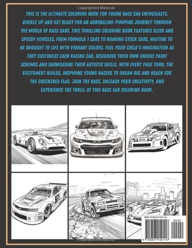 Vista 2 de Race Cars A coloring book for kids.
