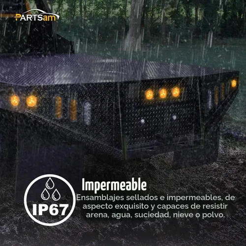 Vista 8 de Partsam 4 luces LED redondas de 2 pulgadas con marcador lateral lateral reflejo, [aprobado por DOT] 2 pulgadas, 4 luces LED de remolque con ojales
