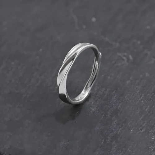 Vista 230 de Anillo de plata de ley 925, minimalista, ajustable, hecho a mano, para mujeres y niñas