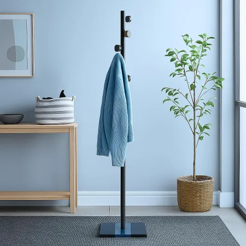 Vista 3 de Proman Products Ichimi - Perchero independiente para interiores con 5 ganchos para entrada, dormitorio, pasillo, sala de estar, oficina (negro)