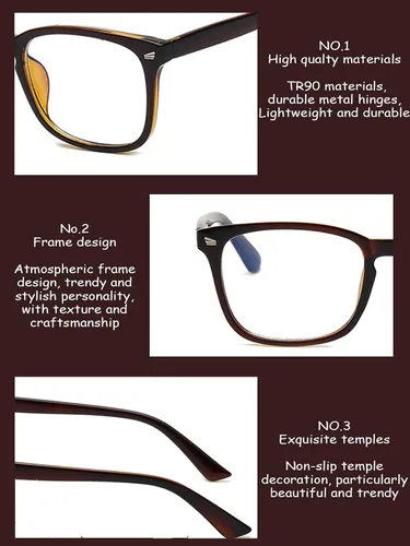 Vista 33 de Onrtry Gafas sin receta para hombres y mujeres, lentes transparentes cuadradas