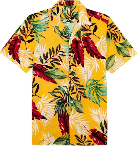 Vista 12 de Alimens & Gentle - Camisa de algodón estilo hawaiano para hombre, casual, de manga corta, ajuste regular 1609 rojo