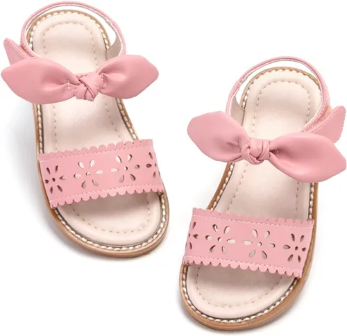 Vista 20 de GINFIVE Sandalias planas para niñas pequeñas, zapatos de vestir con punta Gf361-marrón