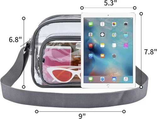 Vista 5 de Bolso bandolera transparente aprobado por el estadio adecuado para el trabajo viajes entrenamiento conciertos o deportes
