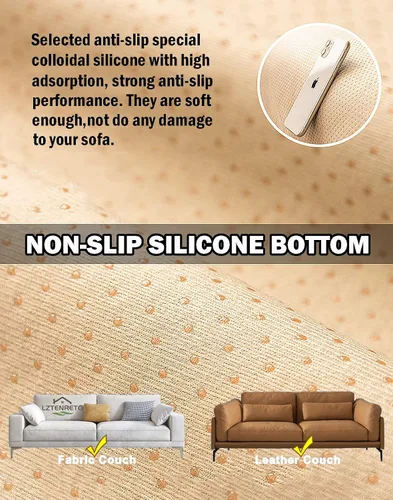 Vista 4 de Fundas para sofá modernas, fundas de sofá con letras inglesas, en forma de L, felpilla antideslizante de color sólido, protector para sofá modular
