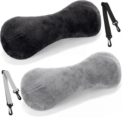 Vista 17 de Colingmill 1 almohada de cuello para reposacabezas reclinable, almohada en forma de hueso, felpa con correa ajustable, soporte para el cuello y Negro