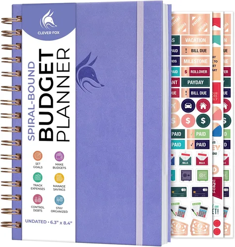 Vista 10 de Clever Fox Planificador de presupuesto en espiral, cuaderno de seguimiento de gastos, organizador de presupuestos mensual, cuaderno de registro