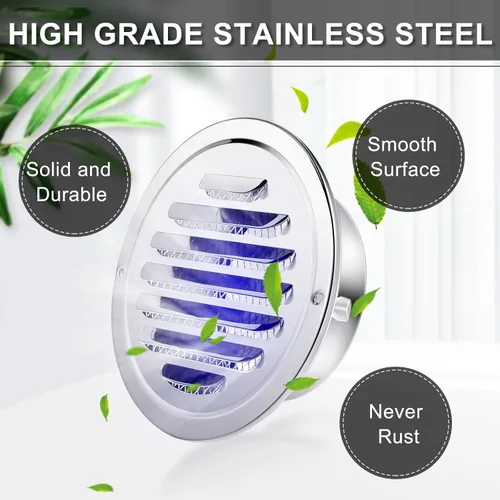 Vista 5 de Zonon 1 pieza de rejillas de ventilación de sofito de acero inoxidable de 4 pulgadas, cubierta de ventilación redonda para secadora con pantalla