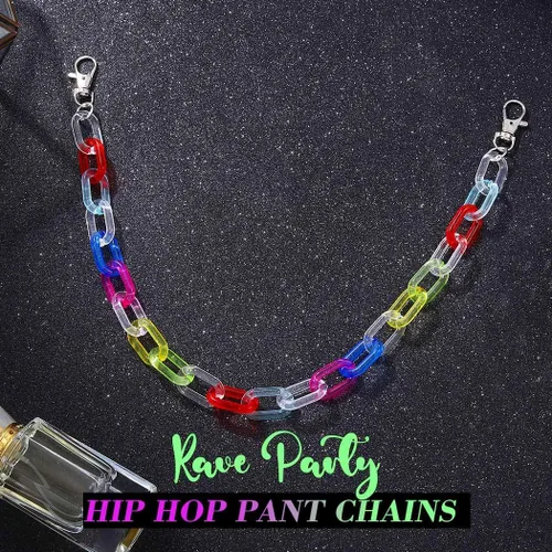 Vista 2 de Cadena de pantalón para mujer, cadena de mezclilla estilo hip hop, para pantalones coloridos Una capa