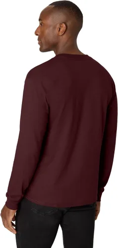 Vista 2 de Hanes Beefy-T - Camisetas de algodón para hombre, con cuello henley y manga larga
