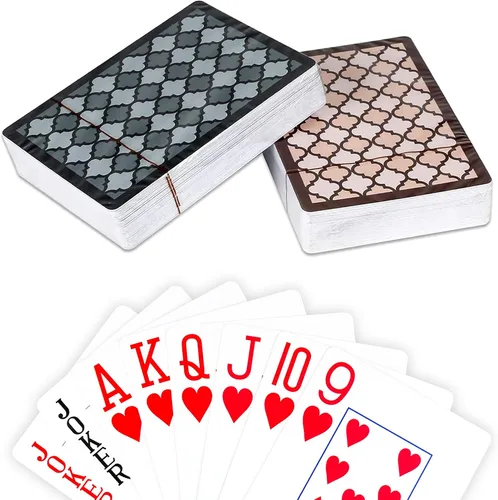 Vista 10 de Teskyer Naipes de plástico impermeables, 1 mazo, índice grande negro