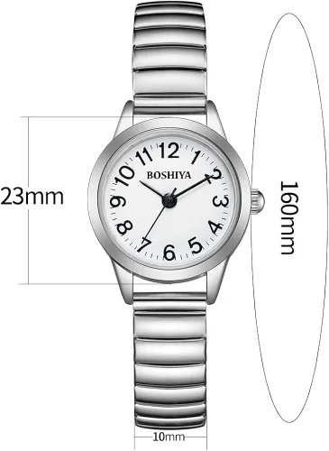 Vista 4 de BOSHIYA Easy Reader - Reloj de pulsera de expansión de acero inoxidable de 0906in para mujer