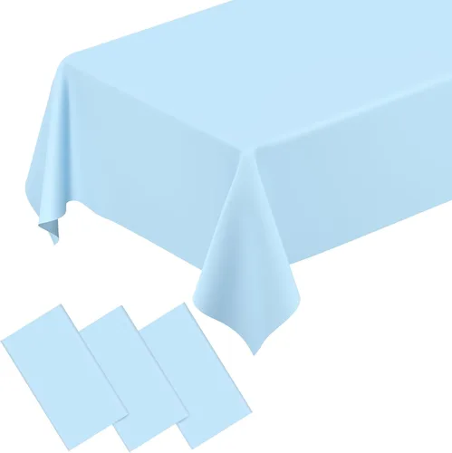 Vista 17 de 2 Pcs Light Blue Gingham Tablecloth Blue Disposable Plastic Checkered Table Cloths for Parties Disposable, Waterproof Rectangular Blue Table Cover