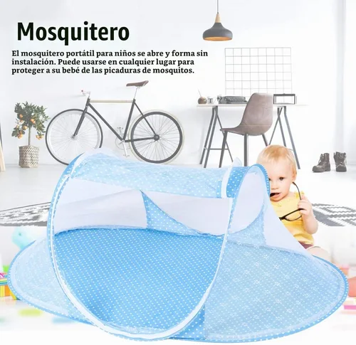 Vista 8 de Mosquitera portátil para bebé, tienda de campaña plegable para cuna de viaje con cierre de cremallera, cama desplegable instantánea con almohadilla