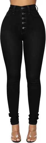 Vista 4 de KUNMI Jeans colombianos elásticos de cintura alta para mujer, ajustados, curvados, levanta glúteos