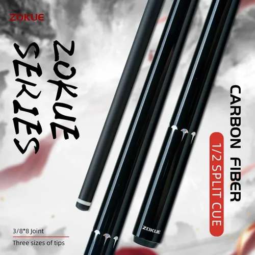 Vista 2 de ZOKUE Elite Series Carbon Fiber Pool Cue Stick Low Deflection Full Carbon Technology Cue Stick for Beginner Primary Pool Stick with 12.5mm Tip