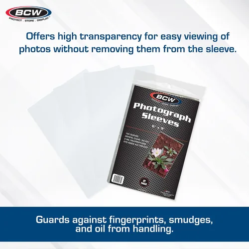 Vista 2 de BCW Fundas para fotos de 6 x 9 – 100 unidades Sin ácidos, sin PVC Polipropileno transparente Almacenamiento de archivo para fotos y postales