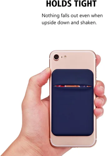 Vista 4 de OBVIS Funda autoadhesiva para teléfono celular, tarjetero adhesivo con tarjetero adhesivo para tarjeta de crédito, cajero automático para iPhone