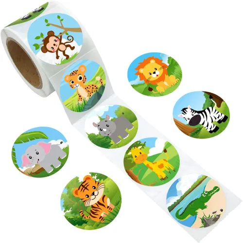 Vista 2 de Calcomanía de animales del zoológico de la selva para niños, etiquetas individuales de animales salvajes, calcomanías de safari para niños pequeños