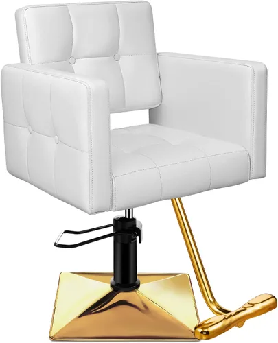 Vista 18 de Silla de salón profesional Baasha completamente negra, silla de estilo hidráulica de lujo con cuero PU suave, cojín de espuma de alta densidad, giro