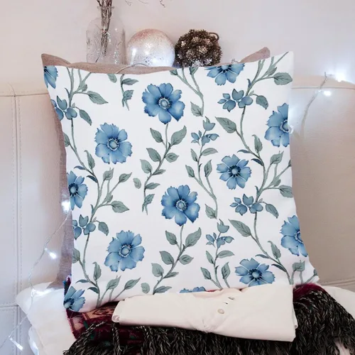 Vista 8 de Mughal - Funda de almohada de flor en monzón, diseño de loto azul, funda de cojín moderna, decorativa, decoración del hogar para sofá, cama
