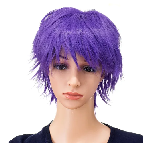 Vista 15 de SWACC - Peluca de cosplay, unisex, con capas, para hombres y mujeres, para disfraces 1B-Off Negro