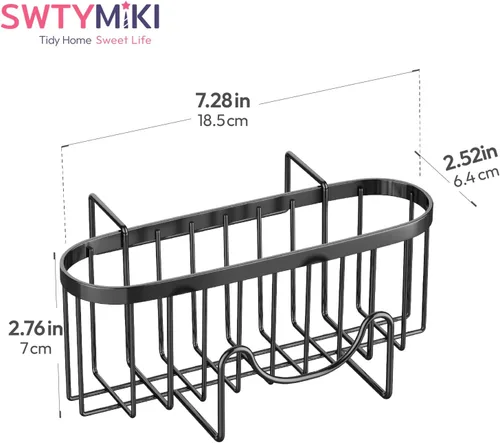 Vista 6 de SWTYMIKI Soporte de esponja para fregadero de cocina, organizador móvil para fregadero de cocina con gancho en forma de M, esponjas colgantes