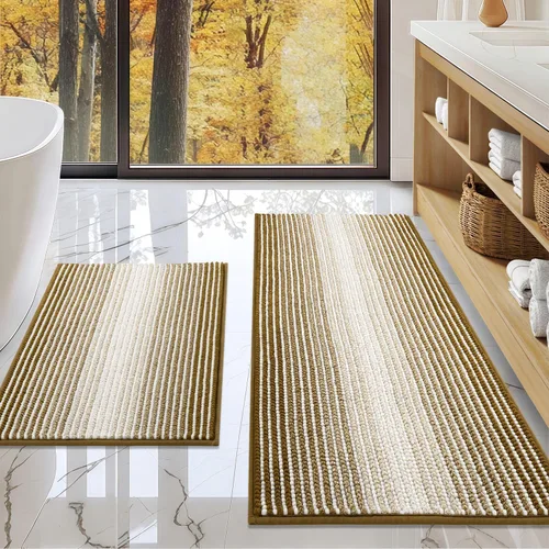 Vista 90 de BSICPRO Tapetes de baño de felpilla, 20 x 32 pulgadas, antideslizantes, absorbentes, suaves, peludos, para baño, lavables a máquina (salvia)