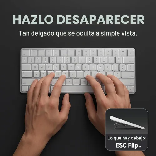 Vista 8 de ESC Soporte de teclado de computadora abatible para escritorio, elevador de teclado inclinado y soporte para laptop con 3 ángulos ajustables