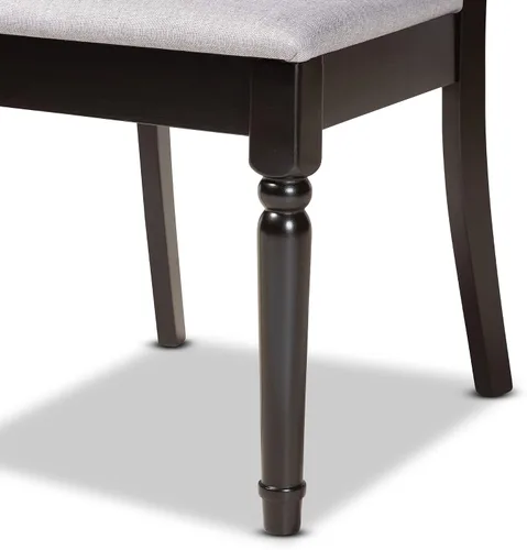 Vista 5 de Baxton Studio Lucie - Juego de sillas de comedor (2 piezas, tapizado de tela gris con madera con acabado marrón expreso)
