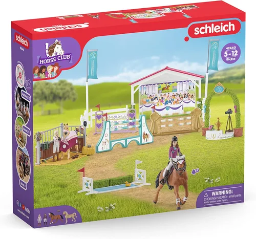 Vista 2 de Schleich Horse Club, juego de 86 piezas, juguetes de caballos para niñas y niños de 5 a 12 años, torneo de caballos de la amistad