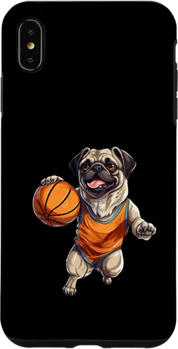 Vista 7 de Funda de diseño de baloncesto para iPhone 14 Cool Pug Playing