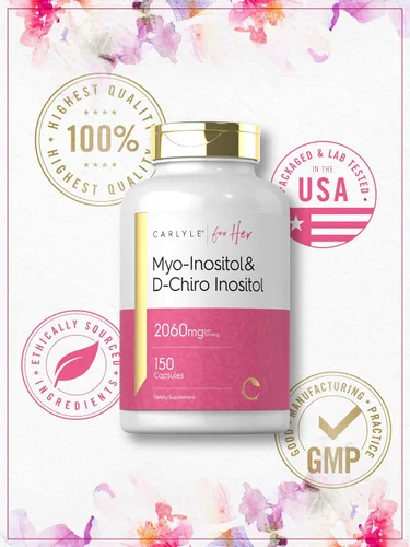 Vista 6 de Carlyle Myo-Inositol & D-Chiro Inositol Suplemento para Mujeres 2060mg 150 cápsulas Complejo sin OMG, sin gluten