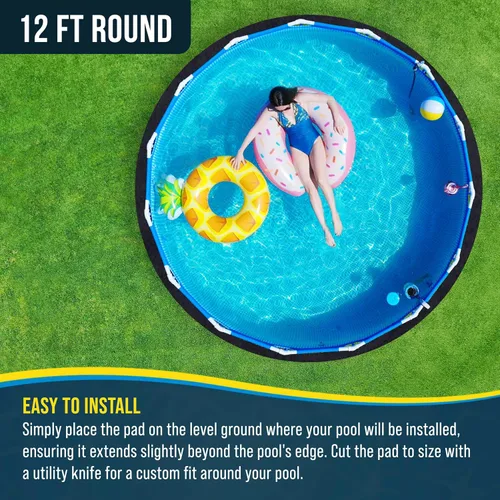 Vista 3 de U.S. Pool Supply Ground Shield - Almohadilla para revestimiento de piscina redonda de 12 pies de servicio pesado para piscinas sobre el suelo