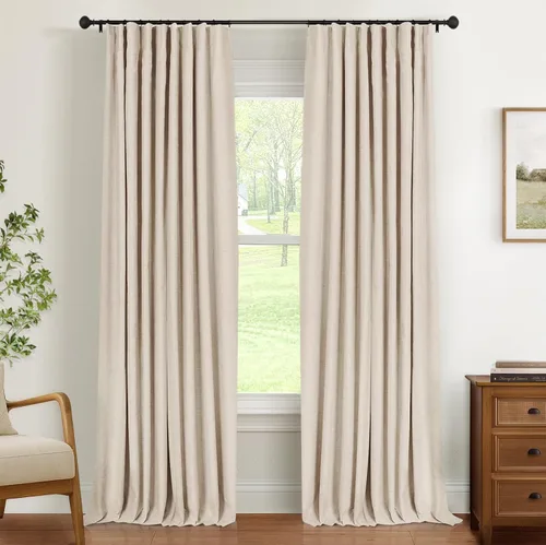 Vista 35 de INOVADAY Cortinas térmicas para puerta corredera 100% opacas para dormitorio, cortinas de puerta corrediza de vidrio extra anchas para patio, lino