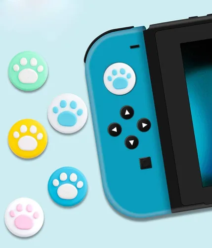 Vista 4 de Palanca de mando analógica de silicona para Nintendo Switch NS y Switch Lite Controller Joy-Con pulgar (combinación azul 2 piezas)