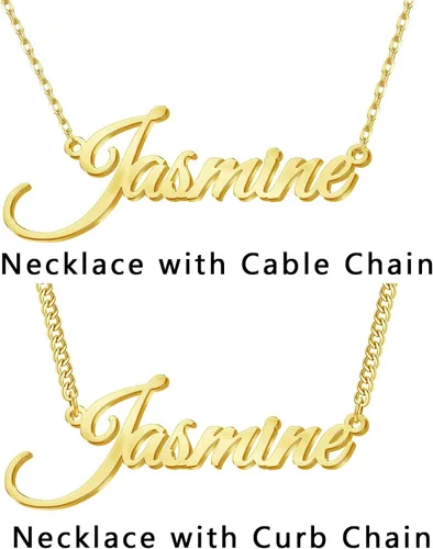Vista 3 de Novgarden Collar con nombre personalizado, chapado en oro de 18 quilates, collar con nombre personalizado con placa de nombre, regalo de joyería