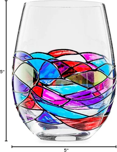 Vista 7 de Juego de decantadores artesanales de whisky y vino pintados a mano, diseño de vitrales renacentistas de Barcelona, regalo único para el día