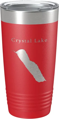 Vista 11 de Crystal Lake Map Tumbler Travel Mug Insulated Laser Engraved Coffee Cup Vermont 20 oz Black